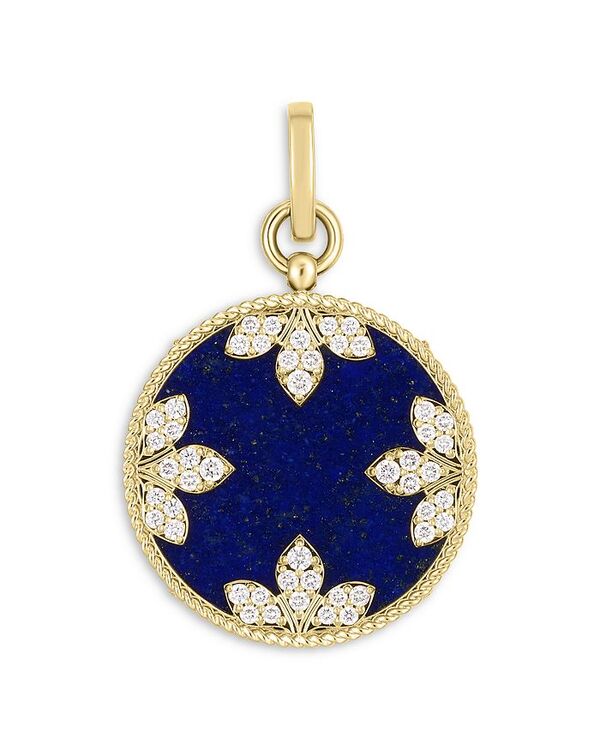 【送料無料】 ロバートコイン レディース ネックレス・チョーカー・ペンダントトップ アクセサリー 18K Yellow Gold Medallion Lapis Lazuli & Diamond Flower Pendant Blue/Gold