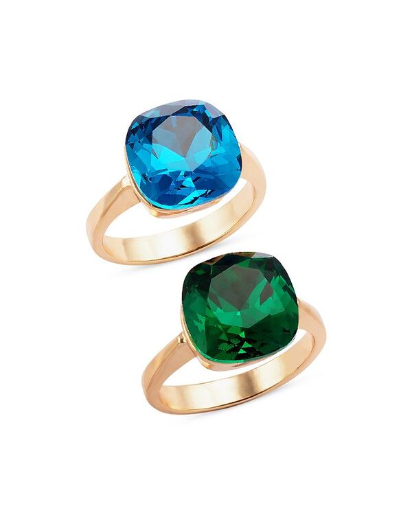 yz ANA fB[X O ANZT[ Stone Rings in 16K Yellow Gold Plated Set of 2 - 100% Exclusive Blue/Green