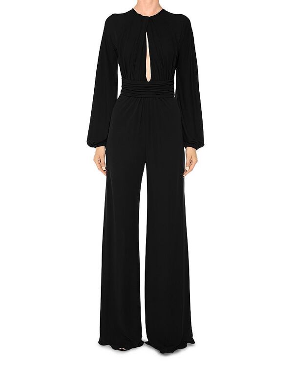 ̵ Хƥ  ǥ ץ ȥåץ Keyhole Front Wide Leg Jersey Jumpsuit Black