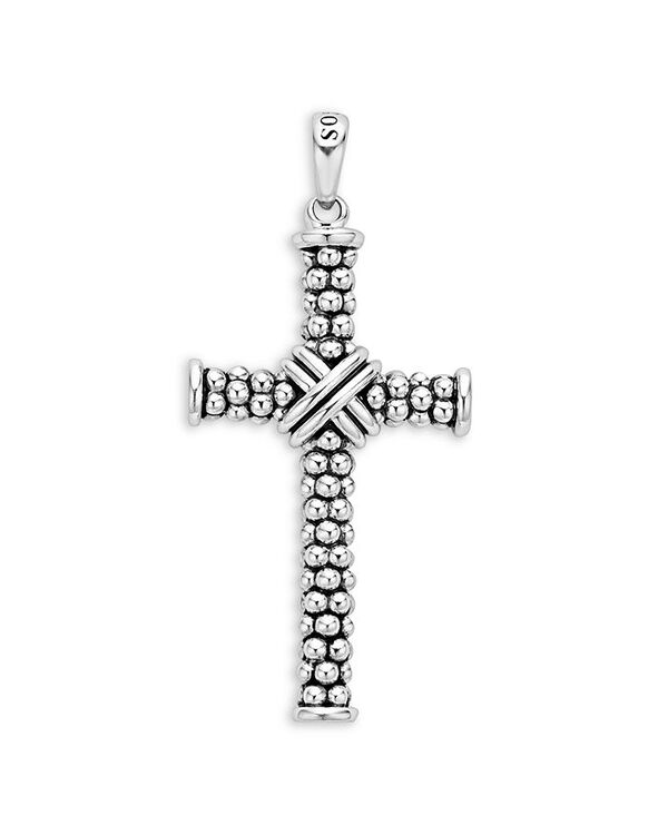 【送料無料】 ラゴス メンズ ネックレス・チョーカー・ペンダントトップ アクセサリー Men's Sterling Silver Anthem Caviar Bead X Cross Pendant - 100% Exclusive Silver