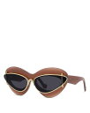ロエベ 【送料無料】 ロエベ レディース サングラス・アイウェア アクセサリー Double Frame Cat Eye Sunglasses 67mm Brown/Black Solid