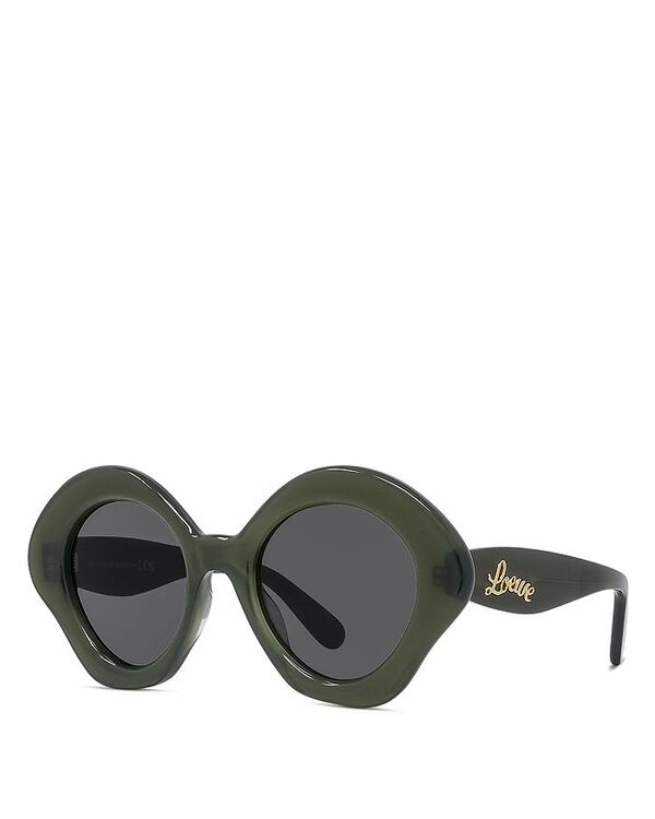 楽天ReVida 楽天市場店【送料無料】 ロエベ レディース サングラス・アイウェア アクセサリー Curvy Geometric Sunglasses 49mm Green/Gray Solid