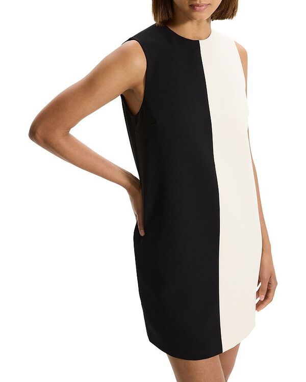 【送料無料】 セオリー レディース ワンピース トップス Color Blocked Shift Dress Black/Rice