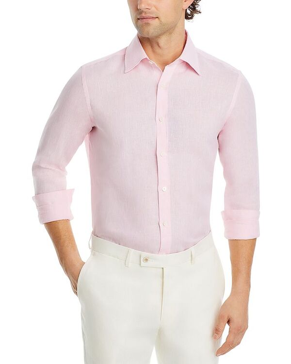 楽天ReVida 楽天市場店【送料無料】 カナーリ メンズ シャツ トップス Pink Linen Sport Shirt Pink