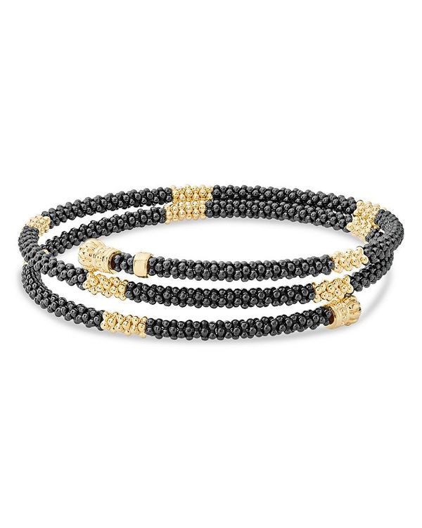 SX fB[X uXbgEoOEANbg ANZT[ Gold & Black Caviar Collection 18K Gold & Ceramic Coil Bracelet Black/Gold