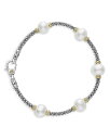 ラゴス レディース ブレスレット・バングル・アンクレット アクセサリー Sterling Silver & 18K Yellow Gold Luna Cultured Freshwater Pearl Station Bracelet White/Mutli