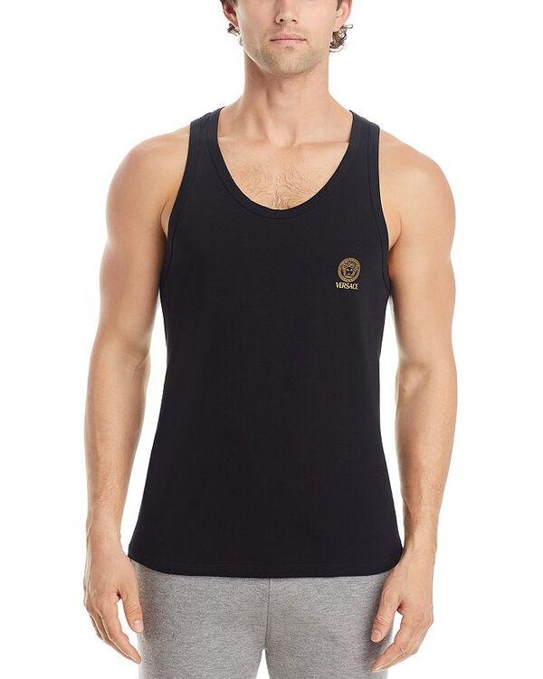  ヴェルサーチ メンズ タンクトップ トップス Medusa Logo Jersey Tank Black