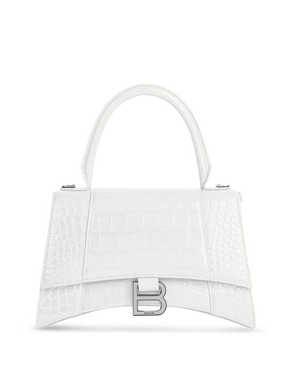 ハンドバッグ 【送料無料】 バレンシアガ レディース ハンドバッグ バッグ Hourglass Small Bag White Croc/Silver