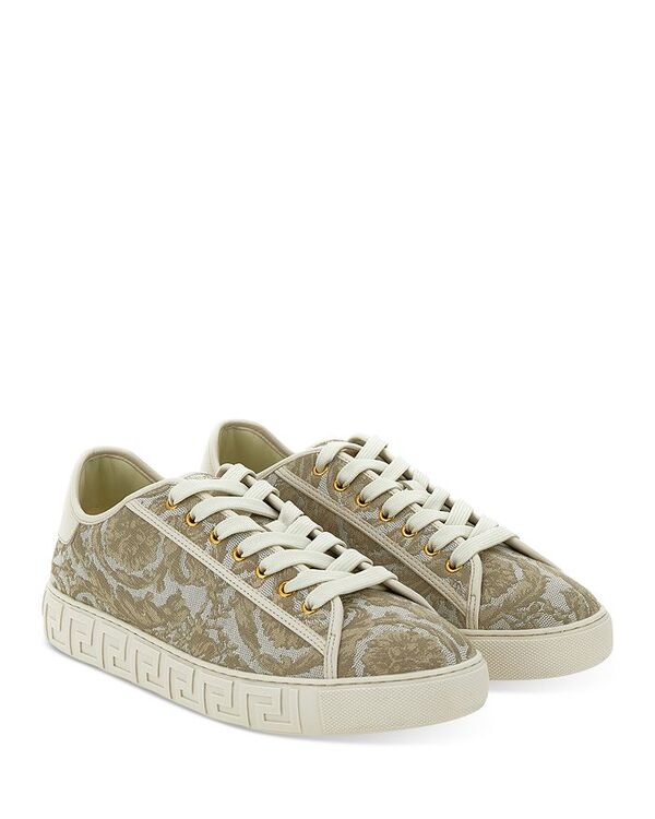 【送料無料】 ヴェルサーチ メンズ スニーカー シューズ Men's Lace Up Low Top Sneakers Beige/Off White