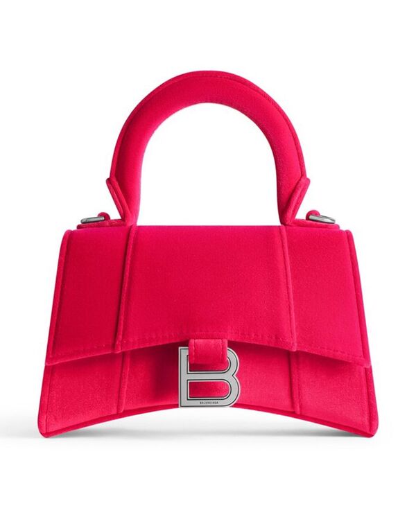 ハンドバッグ 【送料無料】 バレンシアガ レディース ハンドバッグ バッグ Hourglass Mini Handbag Velvet Jersey Bright Pink