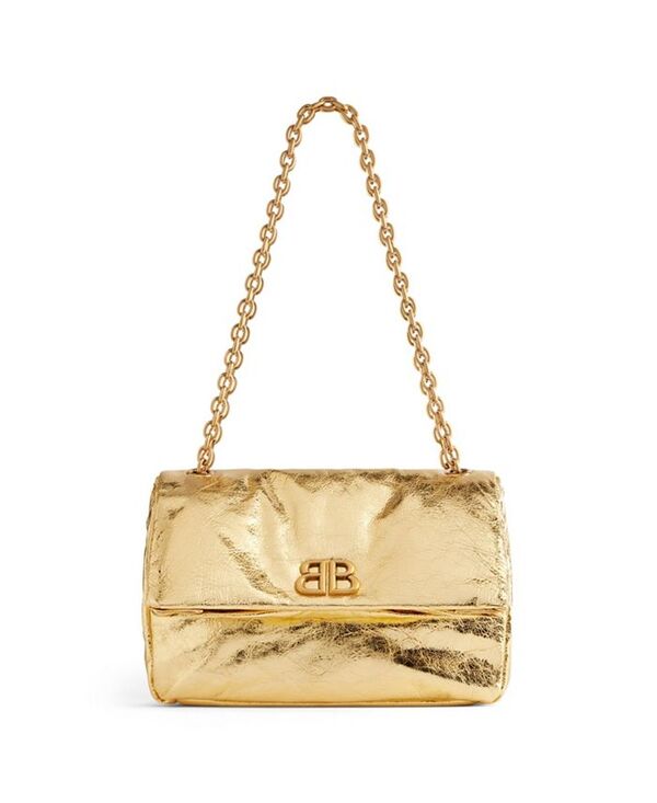 ハンドバッグ 【送料無料】 バレンシアガ レディース ハンドバッグ バッグ Monaco Small Chain Bag Metallized Gold