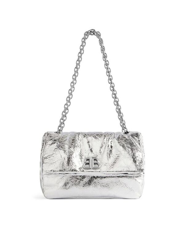 【送料無料】 バレンシアガ レディース ハンドバッグ バッグ Monaco Small Chain Bag Metallized Silver