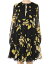 ̵ Хƥ  ǥ ԡ ȥåץ Floral Print Silk Blouson Sleeve Dress Black/Yellow