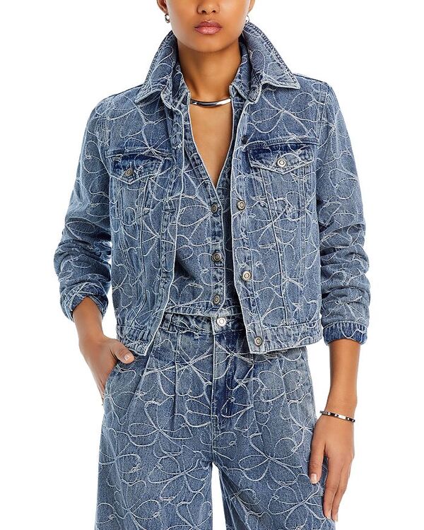 【送料無料】 レイミー ブルック レディース ジャケット・ブルゾン アウター Hoff Denim Jacket Indigo Embroidered Floral Deni m