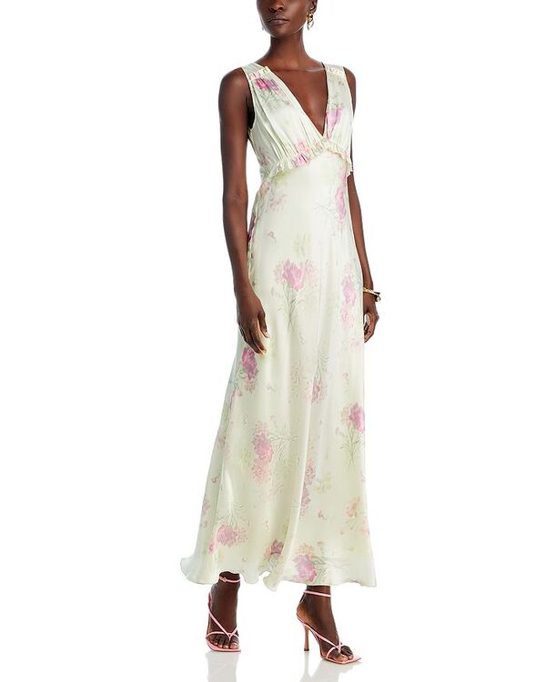 【送料無料】 ラブスハックファンシー レディース ワンピース トップス Suniva Silk Floral Dress Peachy Sage