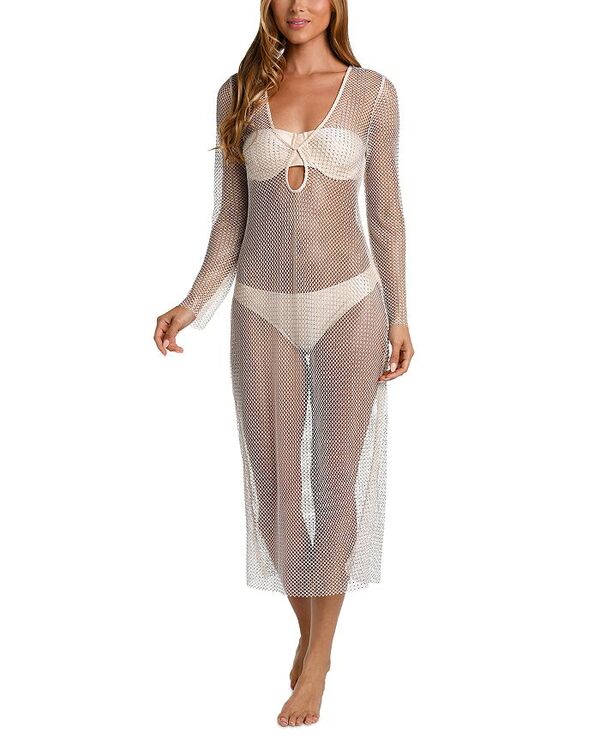 【送料無料】 ラジャンス レディース ワンピース トップス Sara Crochet Studded Cover Up Maxi Dress Champagne