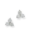 yz o[gRC fB[X sAXECO ANZT[ 18K White Gold Three Stone Cluster Diamond Stud Earrings White