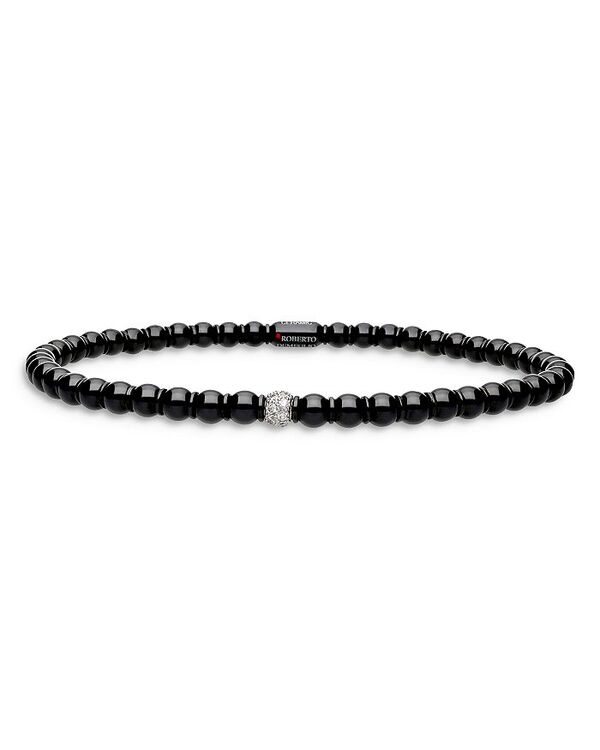  ロベルト デメリオ レディース ブレスレット・バングル・アンクレット アクセサリー 18K White Gold & Ceramic Stretch Bracelet with Diamonds Black