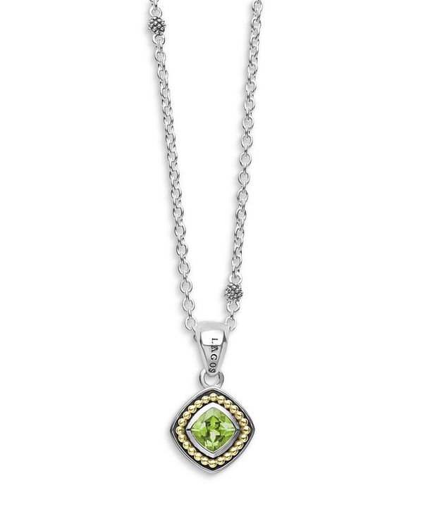 【送料無料】 ラゴス レディース ネックレス・チョーカー・ペンダントトップ アクセサリー 18K Yellow Gold & Sterling Silver Rittenhouse Peridot Bead Frame Pendant Necklace 16-18