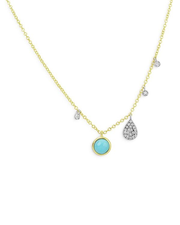 yz CeB fB[X lbNXE`[J[Ey_ggbv ANZT[ 14K Yellow Gold Turquoise Pendant Necklace with Diamonds 18