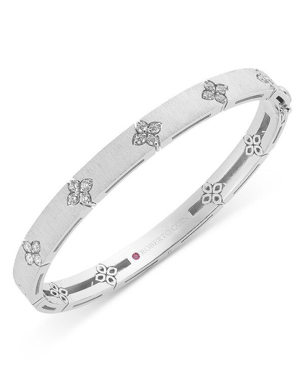 ̵ Сȥ ǥ ֥쥹åȡХ󥰥롦󥯥å ꡼ 18K White Gold Love in Verona Diamond Flower Satin Bangle Bracelet White