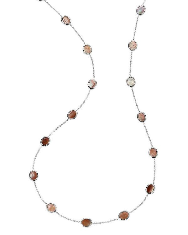 【送料無料】 イッポリスタ レディース ネックレス・チョーカー・ペンダントトップ アクセサリー Sterling Silver 925 Polished Rock Candy Brown Shell Confetti Statement Necklace 36" Brown/Silver