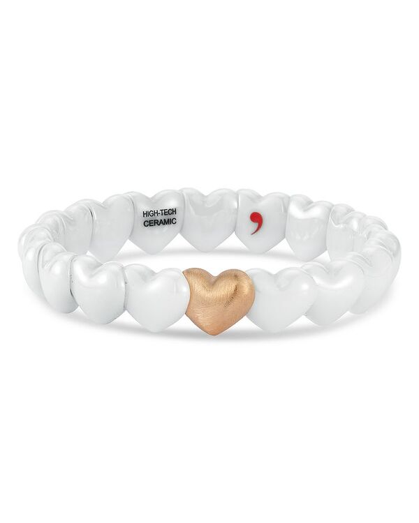 yz xg fI fB[X uXbgEoOEANbg ANZT[ 18K Rose Gold White Ceramic Heart Stretch Bracelet White/Rose Gold