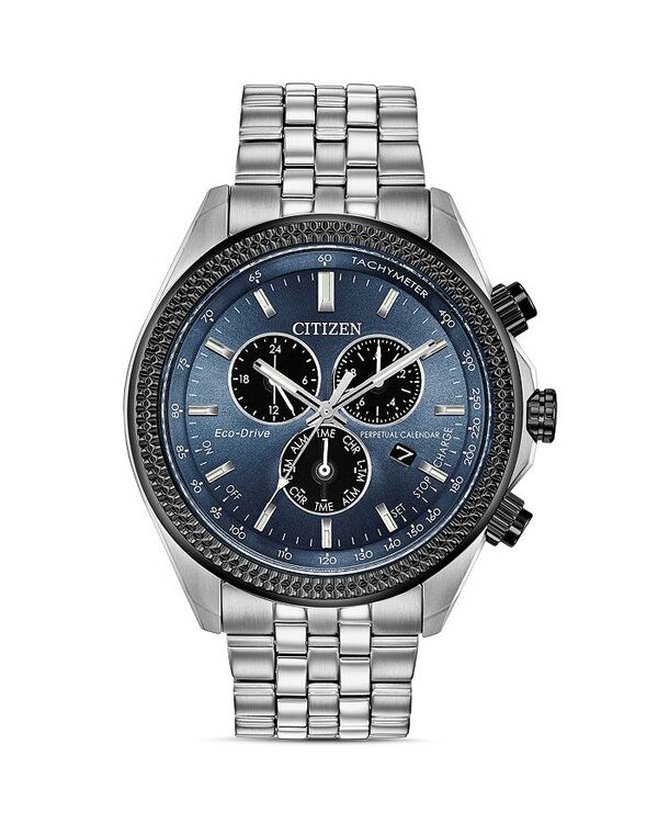 【送料無料】 シチズン レディース 腕時計 アクセサリー Brycen Eco-Drive Chronograph 44mm Blue/Silver