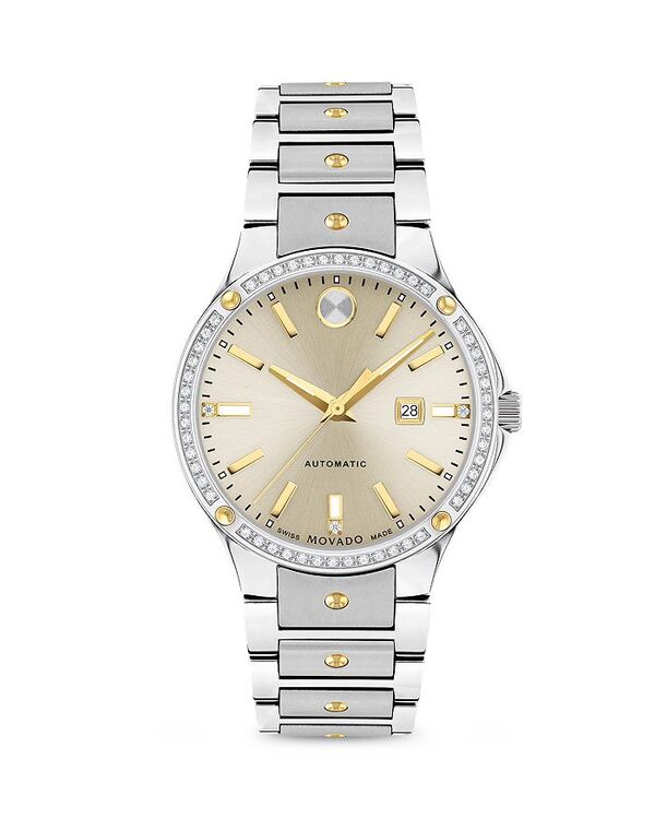 モバド 【送料無料】 モバド レディース 腕時計 アクセサリー S.E. Automatic Diamond Bezel Watch 33mm Beige/Silver