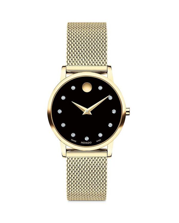 モバド 【送料無料】 モバド レディース 腕時計 アクセサリー Museum Classic Diamond Watch 28mm Black/Gold