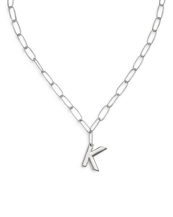 yz GeBJ fB[X lbNXE`[J[Ey_ggbv ANZT[ Paperclip Link Chain Initial Pendant Necklace in Rhodium Plated 18