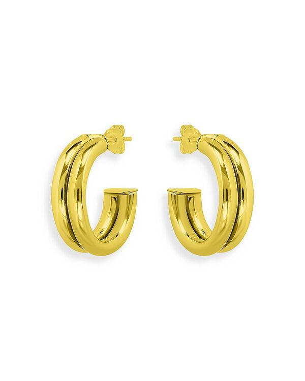  アクア レディース ピアス・イヤリング アクセサリー Double Tube Hoop Earrings in 18K Gold Plated Sterling Silver - 100% Exclusive Gold