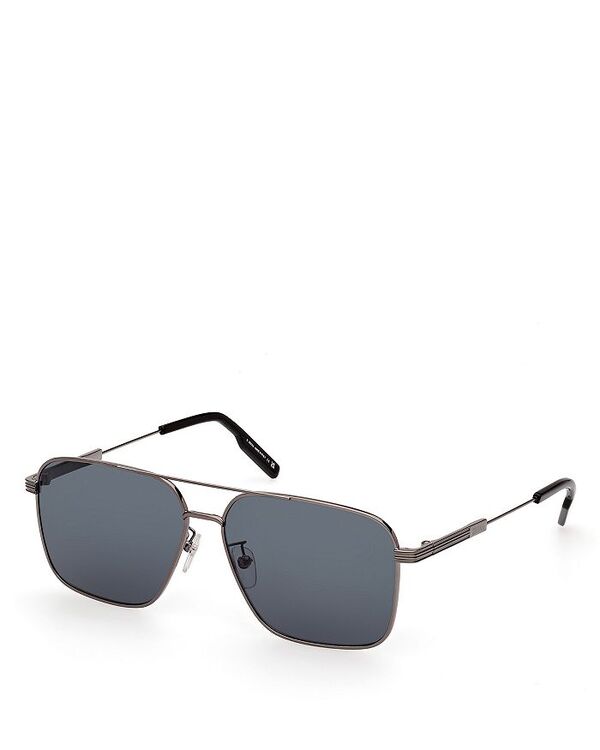 【送料無料】 ゼニア レディース サングラス・アイウェア アクセサリー Aviator Sunglasses 60mm Gray/Blue Solid