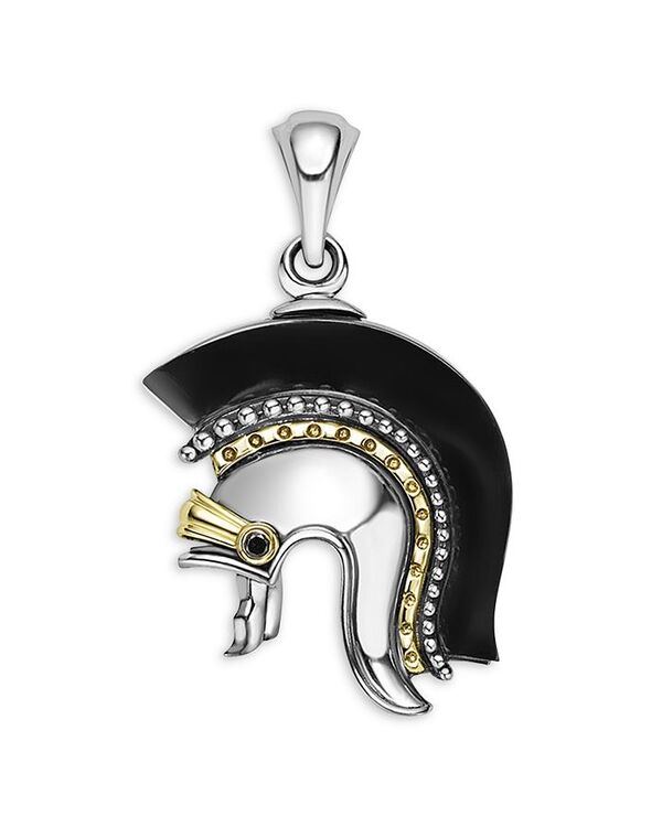 【送料無料】 ラゴス メンズ ネックレス・チョーカー・ペンダントトップ アクセサリー Men's 18K Yellow Gold & Sterling Silver Anthem Black Agate Spartan Helmet Pendant - 100% Exclusive Black/Silver