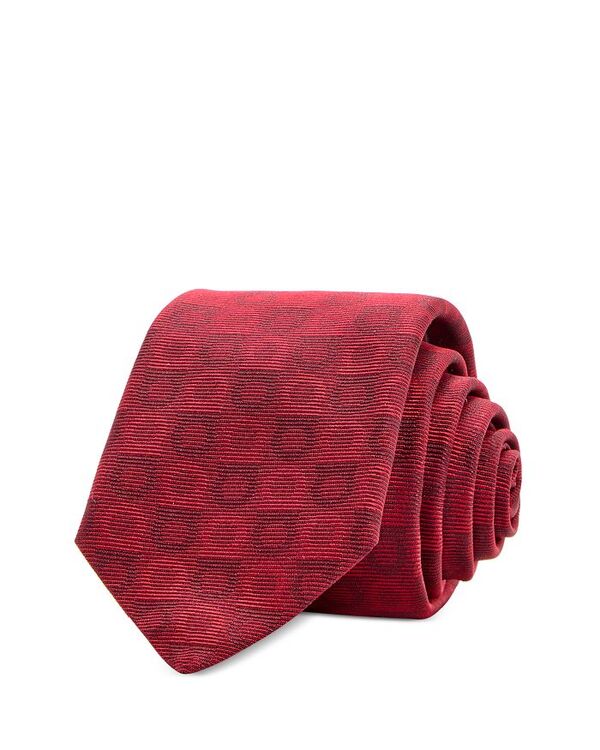 ̵ ե饬  ͥ ꡼ Gancini Print Jacquard Silk Skinny Tie Rosso