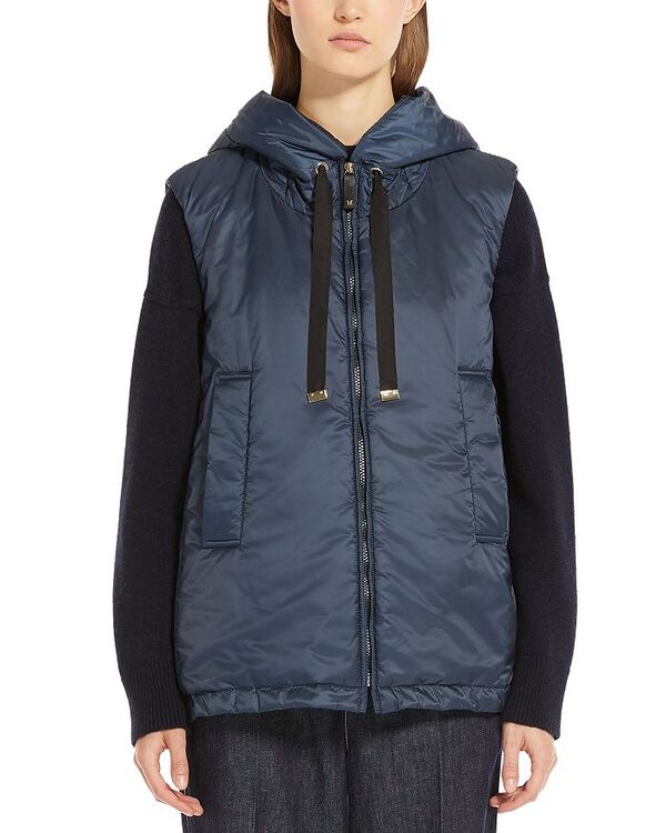 マックスマーラ 【送料無料】 マックスマーラ レディース ベスト アウター Greengo Water Repellent Hooded Vest Navy