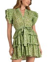 【送料無料】 エラン レディース ワンピース トップス Cotton Tiered Floral Dress Green Santa Fe