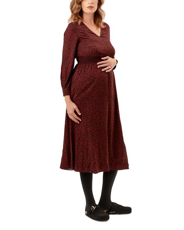 【送料無料】 ノム レディース ワンピース トップス Leila Floral Print Maternity Nursing Dress Burgundy Floral