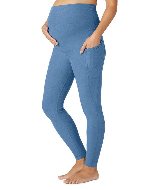 yz rhK fB[X MX {gX Out of Pocket High Waisted Maternity Leggings Sky Blue Heather