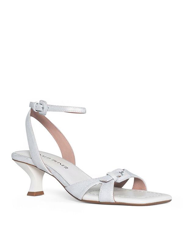  ドナルドプリネール レディース サンダル シューズ Women's Brushed Metallic Leather Kitten Heel Sandals Silver