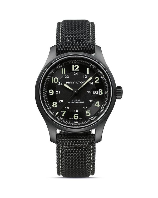 ハミルトン カーキ 腕時計（レディース） 【送料無料】 ハミルトン レディース 腕時計 アクセサリー Hamilton Khaki Field Titanium Automatic Watch 42mm Black