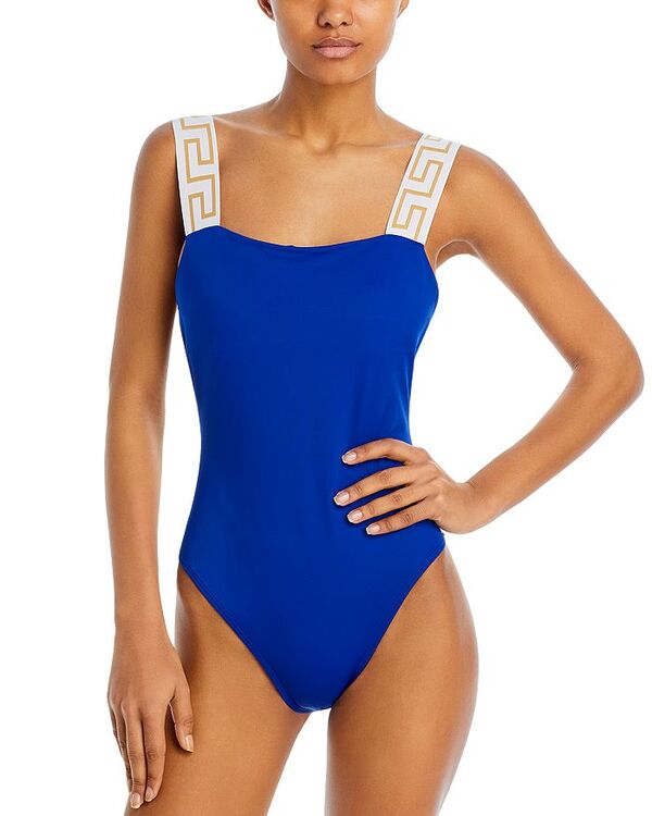 【送料無料】 ヴェルサーチ レディース 上下セット 水着 Contrast Straps One Piece Swimsuit Royal Blue