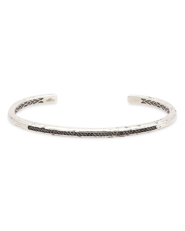 【送料無料】 ジョンバルベイトス メンズ ブレスレット・バングル・アンクレット アクセサリー Men's Sterling Silver Distressed Black Diamond Skinny Cuff Bangle Bracelet Black/Silver