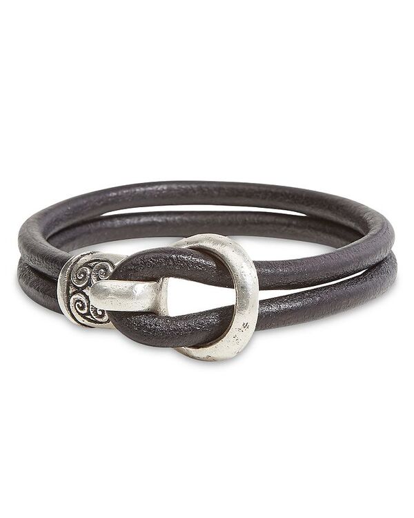 【送料無料】 ジョンバルベイトス レディース ブレスレット・バングル・アンクレット アクセサリー Artisan Leather Sterling Silver Double Strand Bracelet Brown/Silver