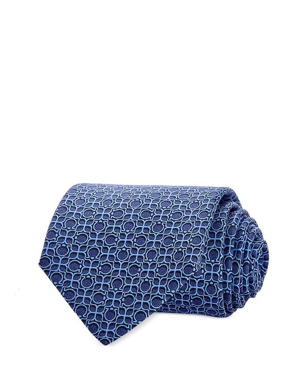 yz tFK Y lN^C ANZT[ Gancini Link Print Silk Classic Tie Navy