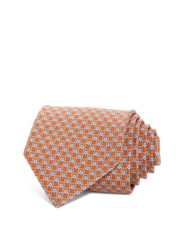 yz tFK Y lN^C ANZT[ Floret Grid Print Silk Classic Tie Arancio