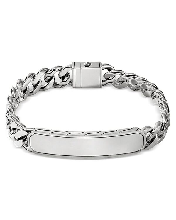 【送料無料】 ジョン・ハーディー メンズ ブレスレット・バングル・アンクレット アクセサリー Men's Sterling Silver Carved Chain ID Plate Curb Link Bracelet Silver