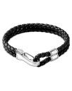 yz WEn[fB[ fB[X uXbgEoOEANbg ANZT[ Sterling Silver & Leather Bracelet Black