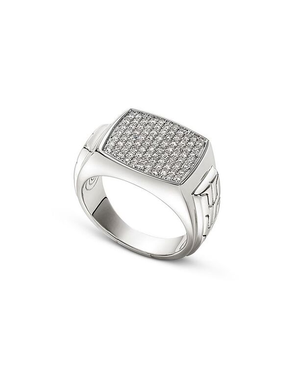 【送料無料】 ジョン・ハーディー メンズ リング アクセサリー Men's Silver ID Diamond Pave Cluster Ring Silver