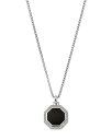 【送料無料】 ジョン・ハーディー メンズ ネックレス・チョーカー・ペンダントトップ アクセサリー Men's Silver ID Onyx & Diamond Hexagon Halo Pendant Necklace 22